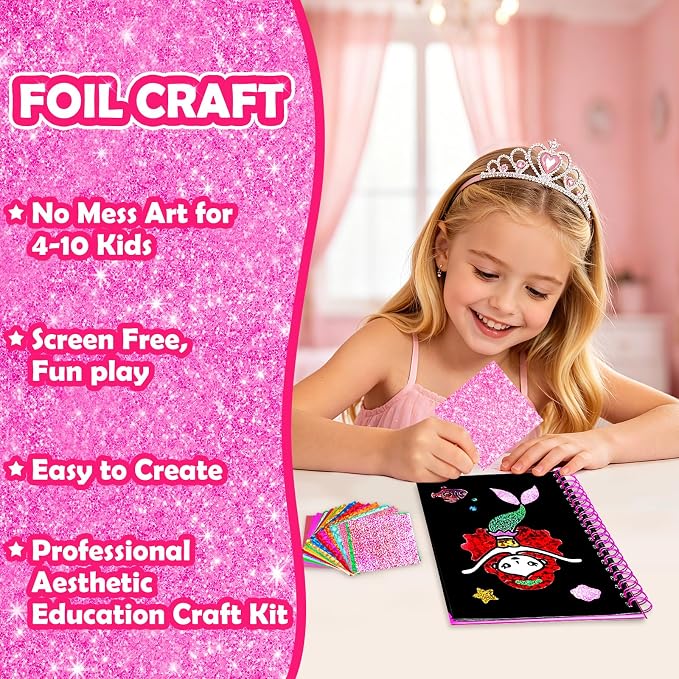 FUNNYB&G Foil Art Craft Kit for Girls 4-10 Years Old: Mess-Free & No-Glue - Image 3