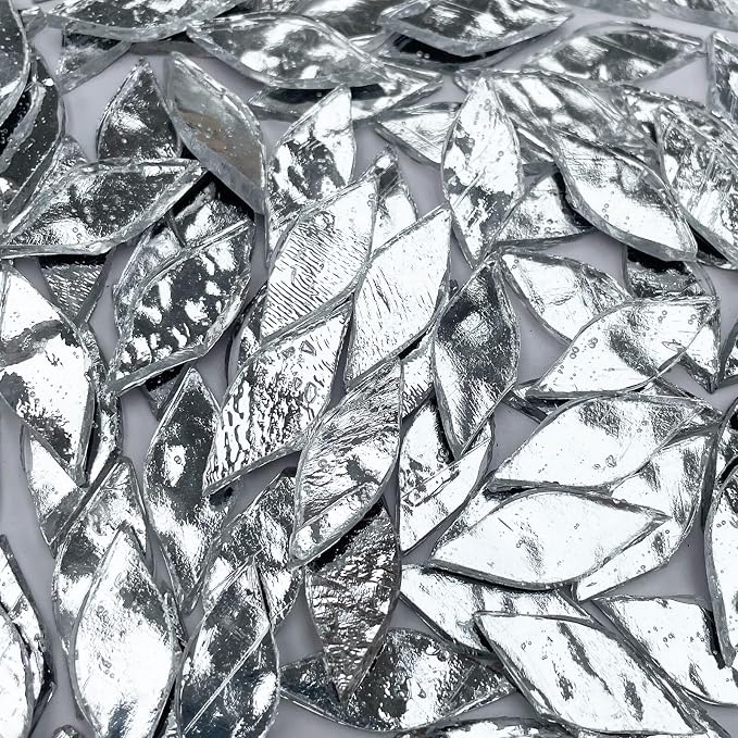 LITMIND 120 Pieces Silver Mosaic Glass Petals & Leaves - Image 6