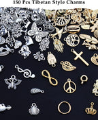JIALEEY 150 PCS Wholesale Bulk Lots Jewelry Making Charms Mixed Antique Silver - Image 3