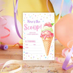 Ice Cream Birthday Invitations, 25 Double-Sided Invitation Cards - Image 6