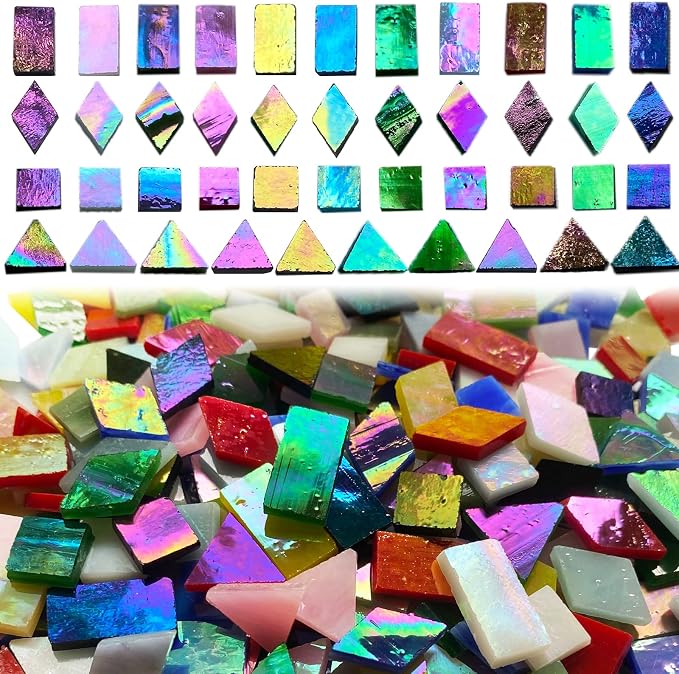 510 Pieces Iridescent Glass Mosaic Tiles by KALUCION