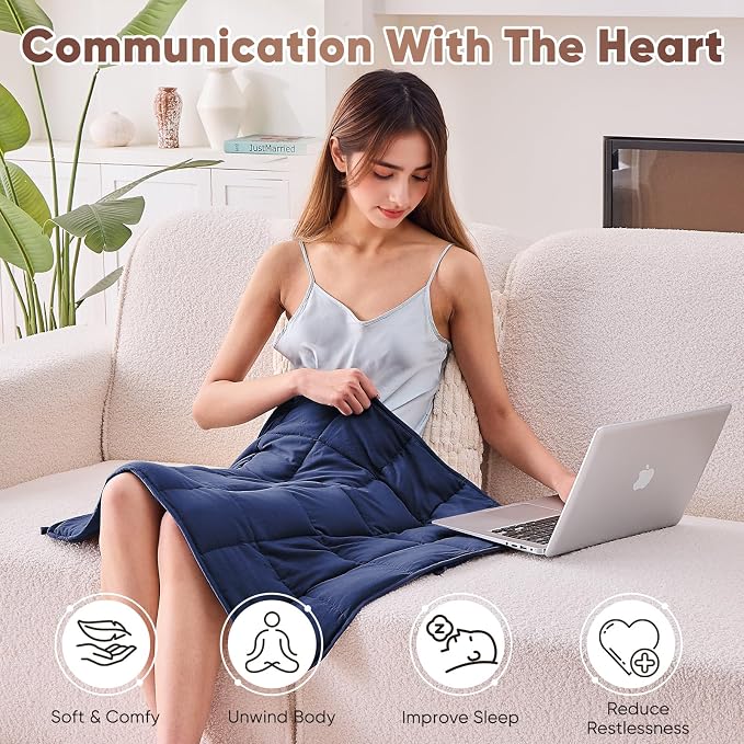 Weighted Lap Blanket for Adults 7lbs, Portable Travel Weighted Blankets - Image 4
