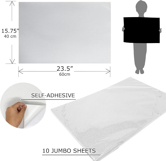 Allgala Jumbo Self-Adhesive Glitter EVA Foam Sheets 10 Pack 16x24 inch Paper - Image 2