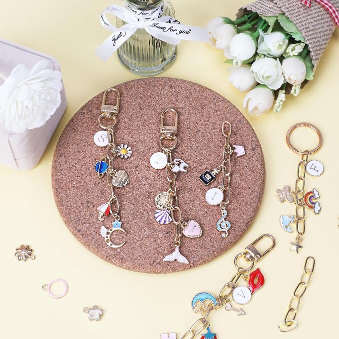 Starry 223Pcs Keychain Making Kit Bag Charm Kit 86 Charms 10 Keychain Clips - Image 5