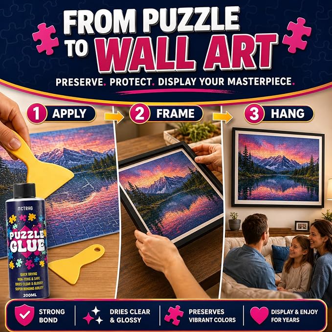 Jigsaw Puzzle Glue Clear, with Two Applicators, Easily Preserves Finished - Image 7