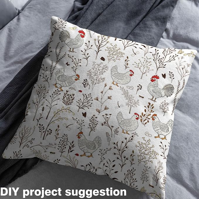 Castle Fairy Farm Chicken Eggs Fabric, Vintage Style Animal Print Flannel - Image 3