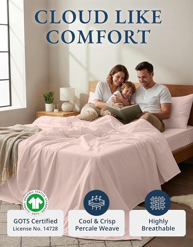 LANE LINEN 100% Organic Cotton Sheets Full Size Bed, Machine Washable Fully - Image 2