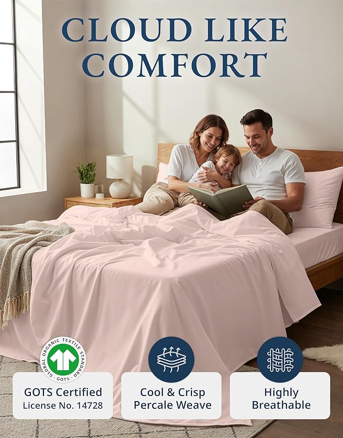 LANE LINEN Eco Friendly 100% Organic Cotton Twin Sheet Set, Hotel Quality - Image 2