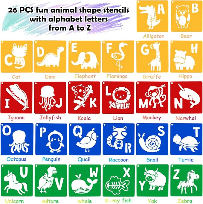 26 Pieces Sturdy Stencils for Kids, 8 Inches Large Sidewalk Chalk Stencils for - Image 2