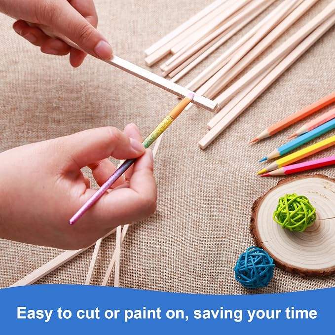 222Pcs Balsa Wood Sticks Variety Wood Strips Balsa Square Wooden Dowels Rod | - Image 5