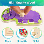 SYNARRY Wooden Puzzles for Toddlers 1-3, 6XSET Animals Puzzles for Toddlers 2-4 - Image 4