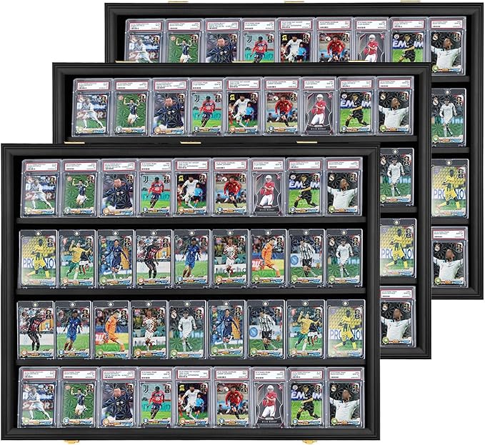 Graded Sports Card Display Case Lockable, Trading Card Collector Wall Display by Temgee