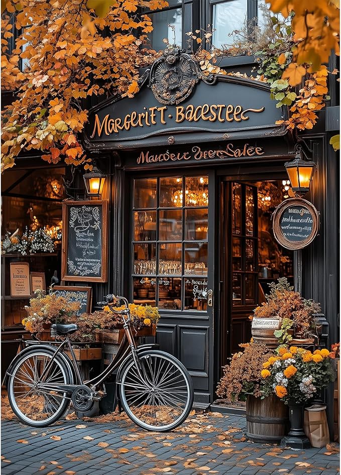 Lxmsja Bike Diamond Art Kits for Adults, Fall Scenery DIY Full Drill Diamond by Lxmsja