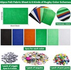gisgfim 42Pcs Football Felt Fabric Sheets Craft Kit 8 x 12 Inch Green Brown - Image 2