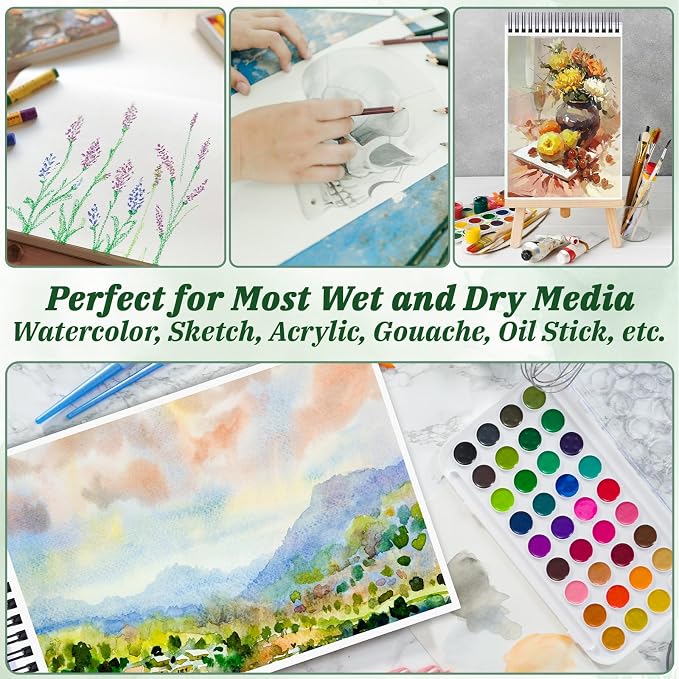 UZLU 6 Pack Watercolor Paper Pads, 9 x 12 Inch, 180 Sheets Total | 140 lb/300 - Image 6