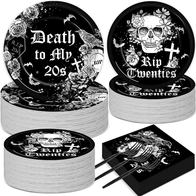 50 Guests 30th Birthday Plates and Napkins Party Supplies Death to My 20s Party by Qyeahkj