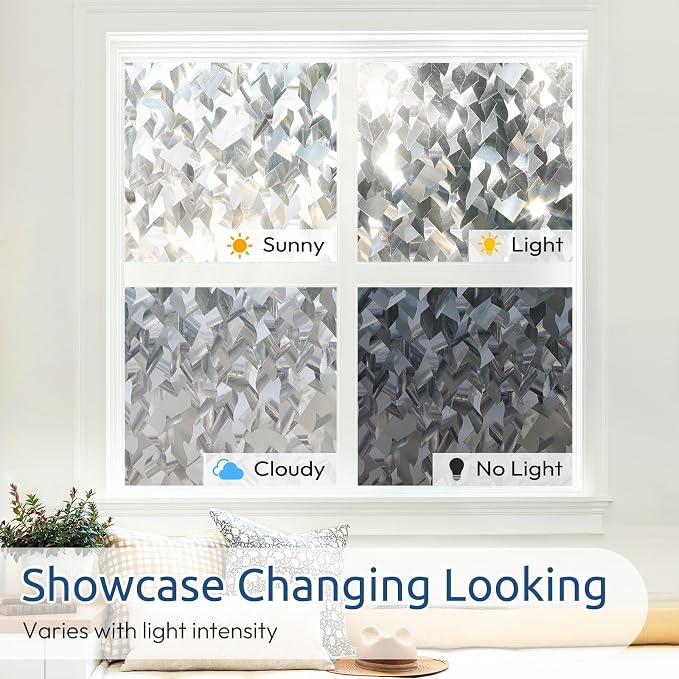 rabbitgoo Window Privacy Film, Crystal Icicles, 23.6" x 118.1" | Stained Glass - Image 6