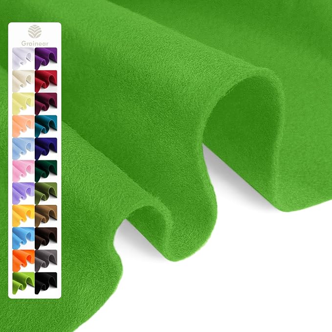 Emerald Green Soft Felt Fabric Sheet 36" x 36", 1.6mm Thick, Premium Craft Felt by Grainear