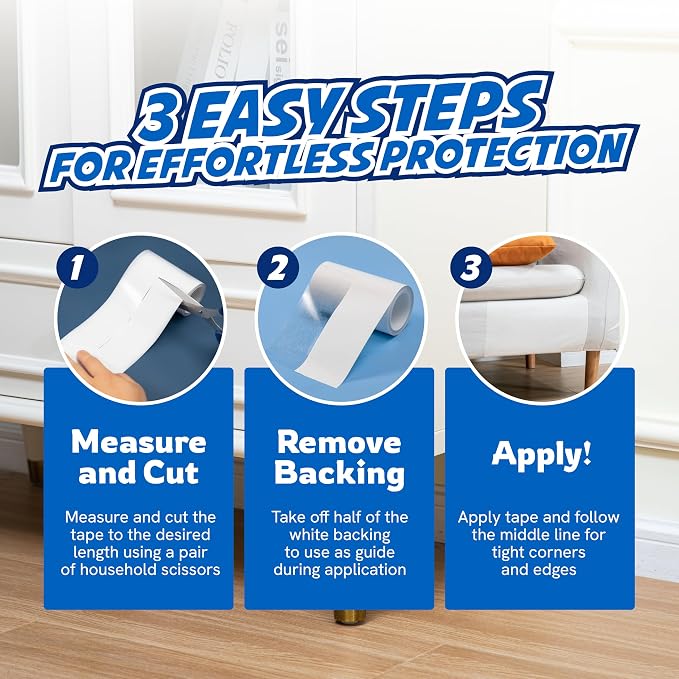 2 Rolls Cat Scratch Furniture Protector Tape – Double-Sided Sticky Training – - Image 6