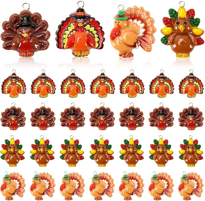 Augshy 64 Pcs Turkey Resin Charms, Thanksgiving Charm by Augshy