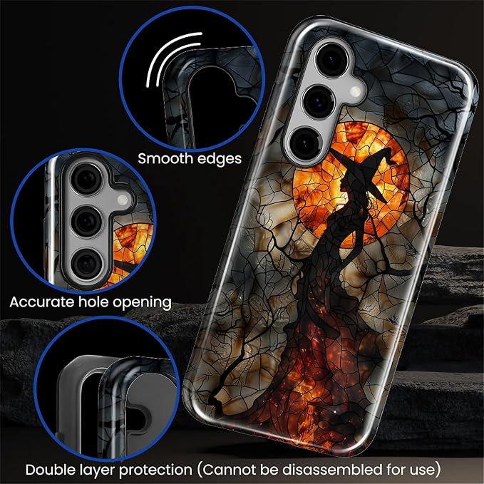 Case for Samsung Galaxy S26 Plus Case, Halloween Witch Moon Stained Glass - Image 5