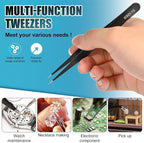10Pcs Precision Tweezers Set, Upgraded Anti-Static Stainless Steel Tweezers - Image 5