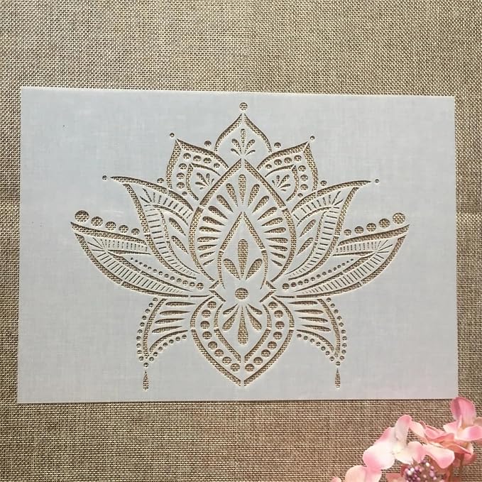 TIAMECH A4 Reusable Sacred Lotus Flower Stencil - Image 3