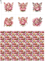 ‍ Pink Fairy Patchwork Cotton Fabric Panel – 6 Designs + Bonus Patchwork Sheet by FabricsTown