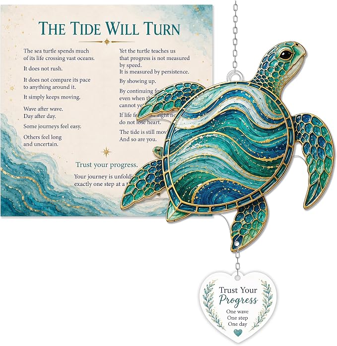 Devory Sea Turtle Gifts for Women, 4 Inch Acrylic Turtle Suncatcher for Windows by DEVORY