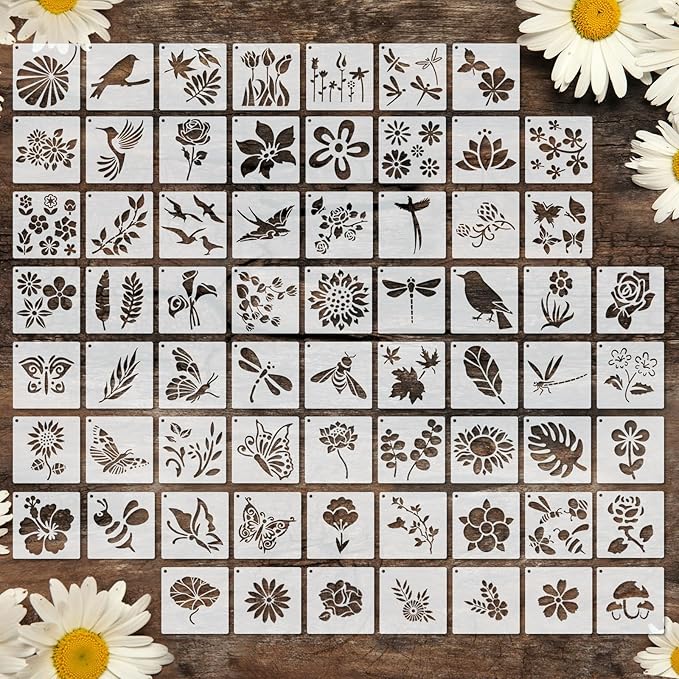 Marspark 72 Pcs Small Stencils for Crafts Reusable 3 Inch Stencils for Painting by Marspark