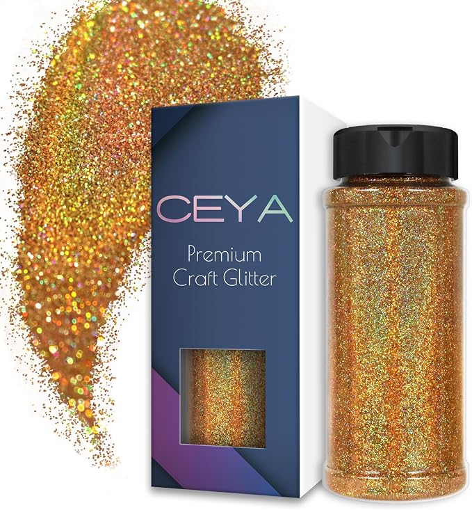 Ceya 3.8oz/ 110g Holographic Ultra Fine Glitter Powder Laser Rose Gold Glitter by CEYA