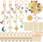 MORWLAT 281 PCS Gold DIY Keychain Making Kit Cute Bag Charm Kit 60 Charms 8 by MORWLAT