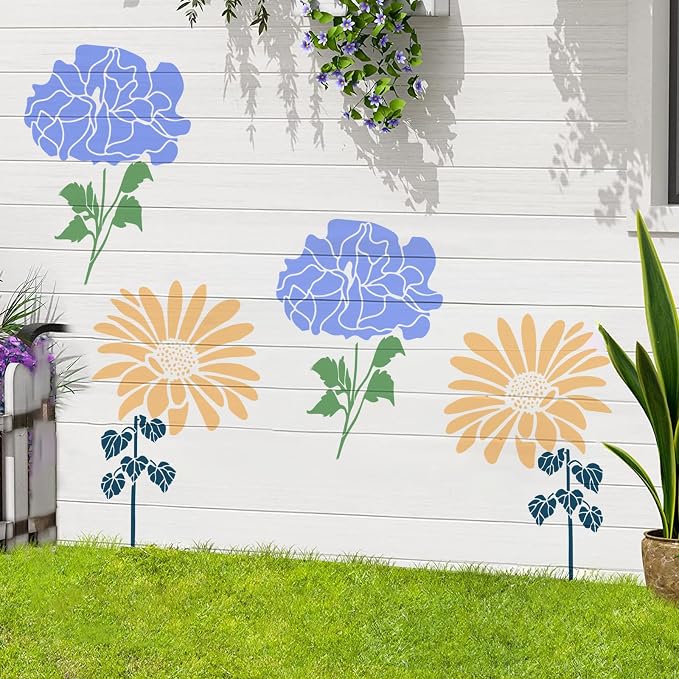 8 Pcs Large Flower Stencils for Painting, 11.81 X 11.81 Inch Flower Stencils - Image 4