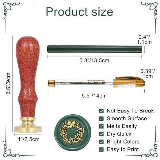 Yoption Wax Seal Kit, Christmas Wreath Wax Seal Stamp, Wedding Invitations - Image 3