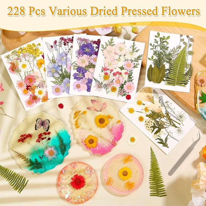 124 Pcs Dried Pressed Flowers for Resin Crafts, Real Pressed Wildflowers - Image 7
