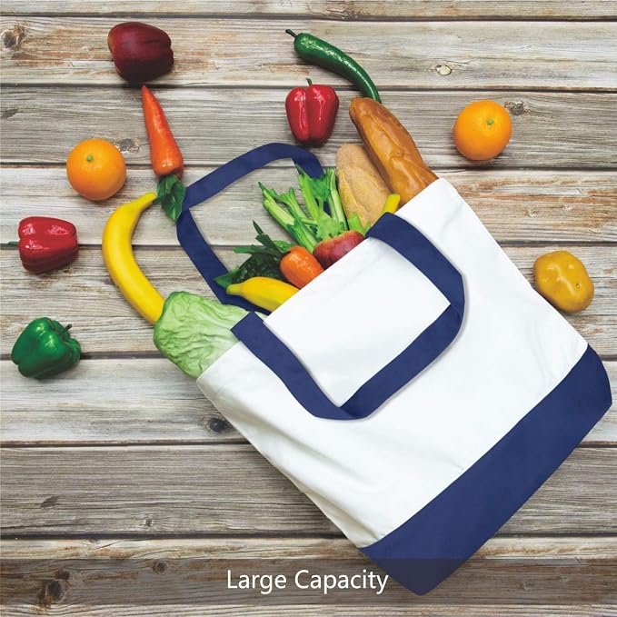 TOPDesign 12-Pack Super Strong Large 12oz Cotton Canvas Tote Bag, Reusable - Image 5