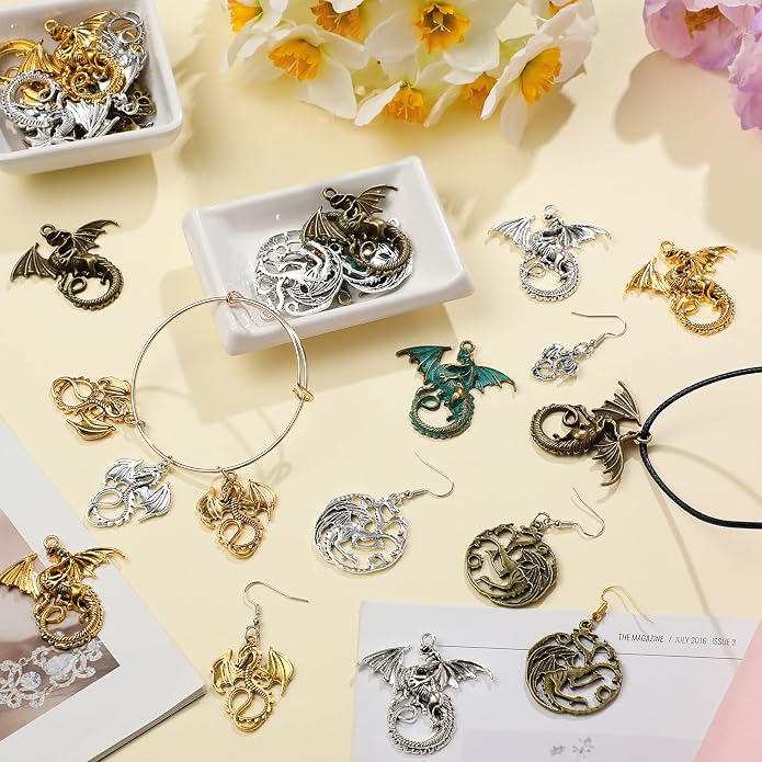 Hicarer 200g 42 Pcs Flying Dragon Charms Pendants Jewelry Craft | Pendants - Image 4