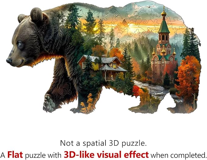 Forest Bear Puzzles Adults Gifts Wooden 150 Pieces 13.4 * 7.8in - Image 9