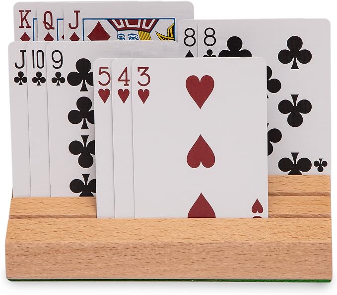 Black long Di fang Standard Size Solid Beech Playing Card Holder-2 Piece - Image 2