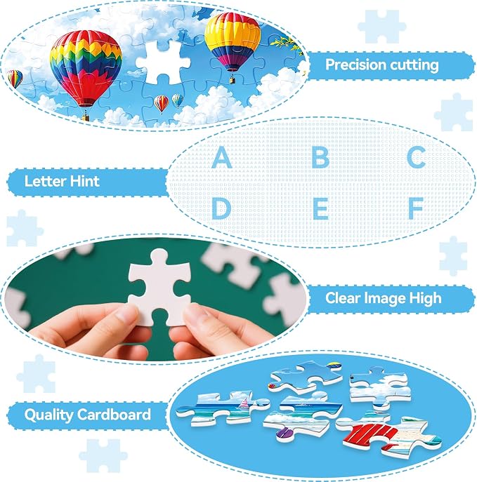 500 Piece Jigsaw Puzzle for Adults – Colorful Beach Chairs and Hot Air Balloons - Image 4