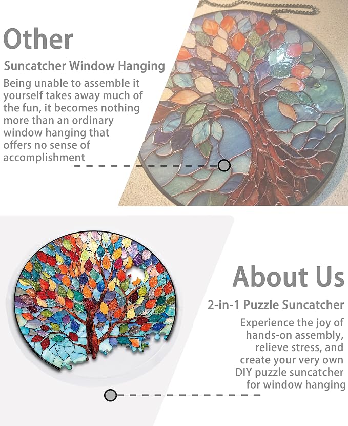 Acrylic Puzzle Suncatcher, Colorful Wishing Tree Sun Catcher - Image 5