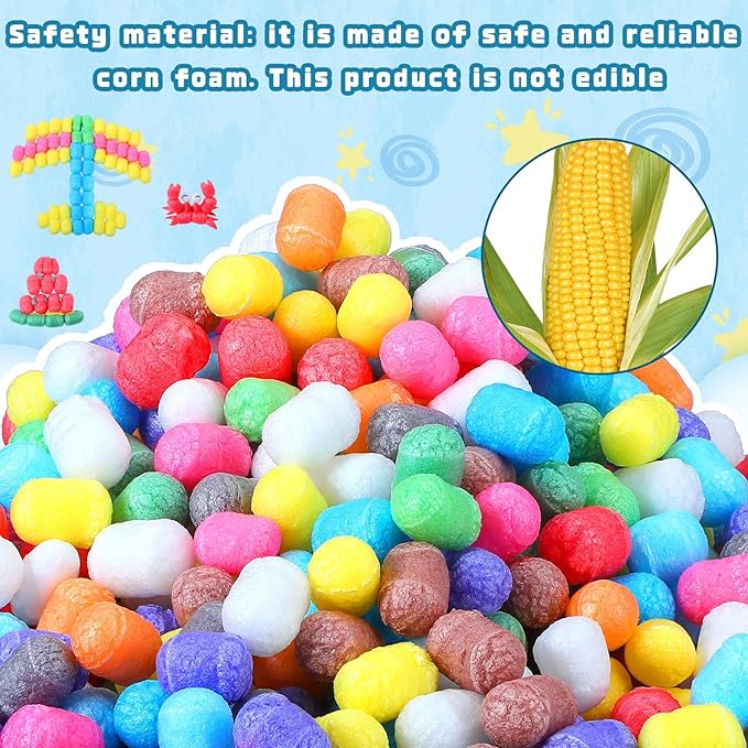 Junkin 1000 Pcs Magic Noodles Foam Crafts Puffs Corn Super Crafts Arts Kit Bulk - Image 3