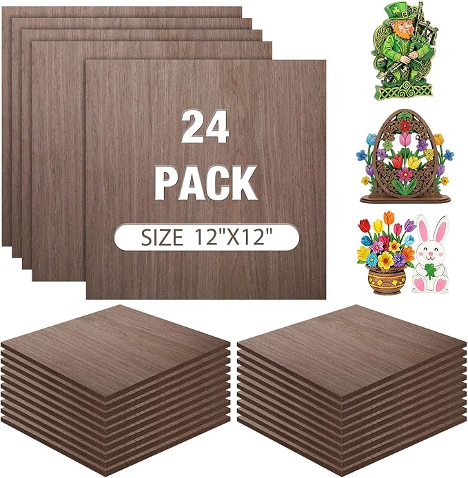 24 Pcs Walnut Color Wood Sheets Plywood Board by Unknown