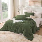 Andency Oversized King Size Comforter Set Olive Green 128x120, 3 Pieces Boho - Image 6