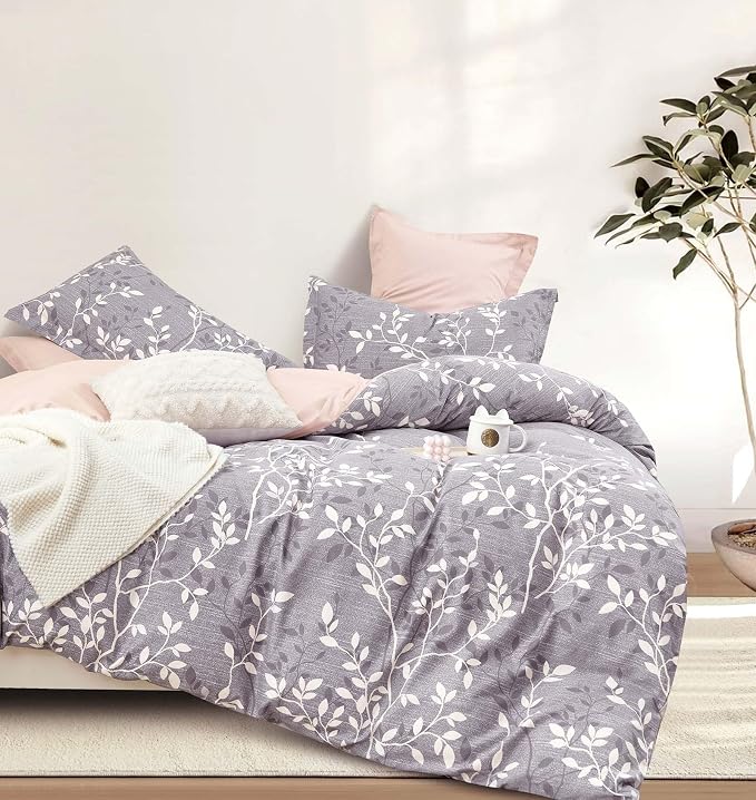 LEMIROE Vintage Gray Cotton Comforter King Size 3Pcs by LEMIROEBEDDING