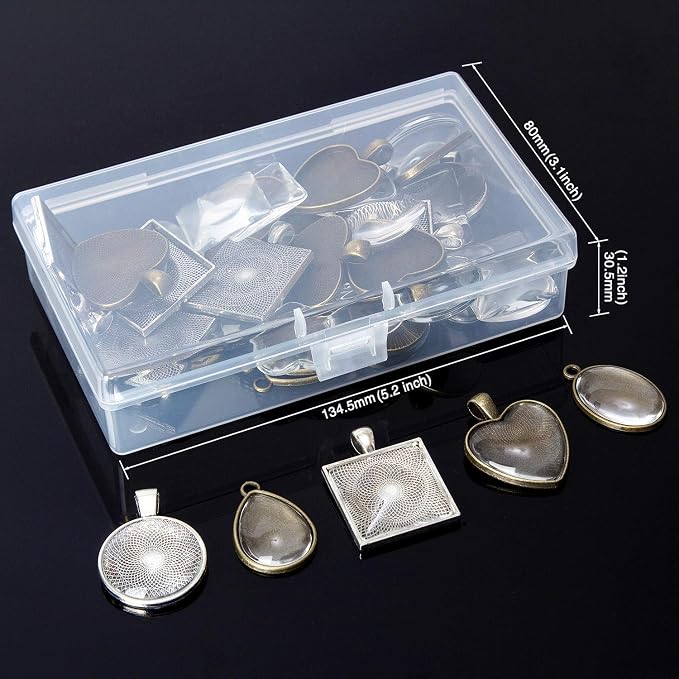 60 Pieces 5 Styles Pendant Trays 30pcs Round & Square & Heart & Teardrop & Oval - Image 8