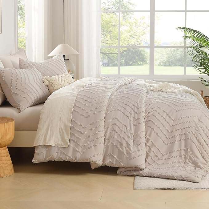 Andency Linen California King Comforter Set, Boho Cal King Soft Warm Tufted - Image 7