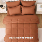 Love's cabin Twin Comforter Set Burnt Orange, 5 Pieces Twin Bed in a Bag - Image 4