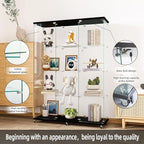 FLYMUHJIA Curio Cabinets with Glass Doors Modern Glass Shelves Tempered Glass - Image 5