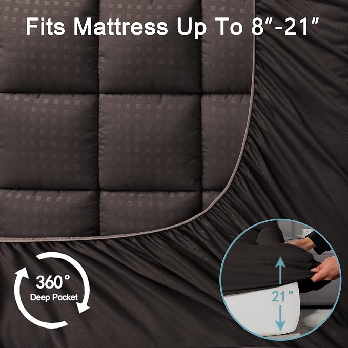 HYLEORY Twin Mattress Pad Quilted Fitted Mattress Protector Cooling Pillow Top - Image 5